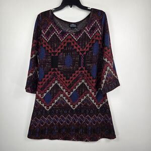 Angie Women's Size Large Aztec Pattern Knit Sweater Dress